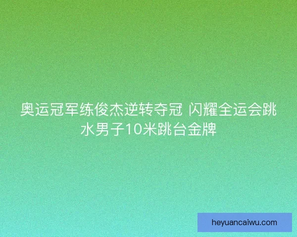 奥运冠军练俊杰逆转夺冠 闪耀全运会跳水男子10米跳台金牌