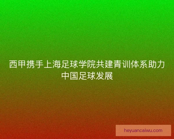 西甲携手上海足球学院共建青训体系助力中国足球发展
